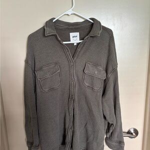 Aerie Olive Button Down Shirt